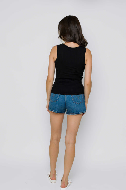 Joelle-Textured Vee Neck Tank